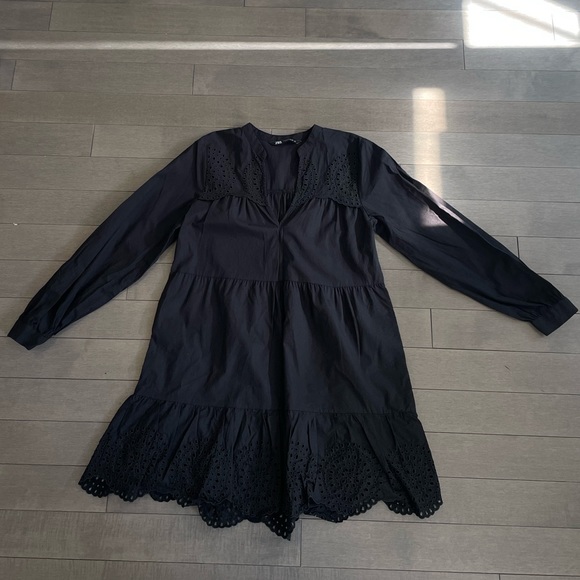 Zara Openwork Embroidered Dress - Black (S) - Picture 5 of 6